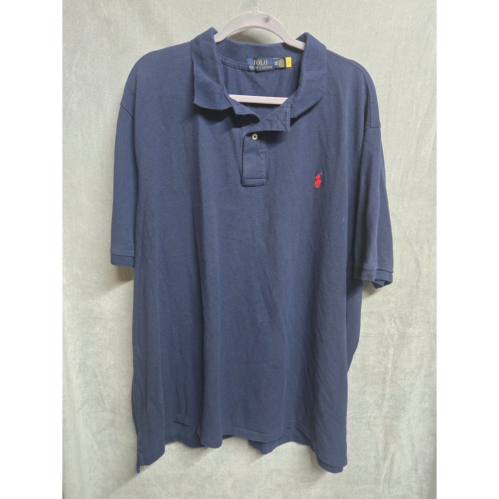 Polo Ralph Lauren Mens 4XB Navy Blue Short Sleeve Pique Polo Shirt Red Pony Logo